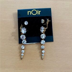 nOir Jewelry Gold and Silver Crystal Earrings